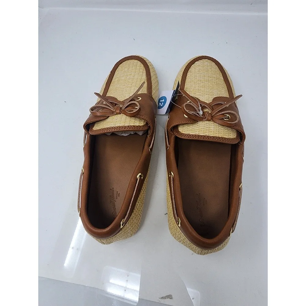 Universal Thread Womens Woven Boat Shoes Brown Straw Casual Size 12